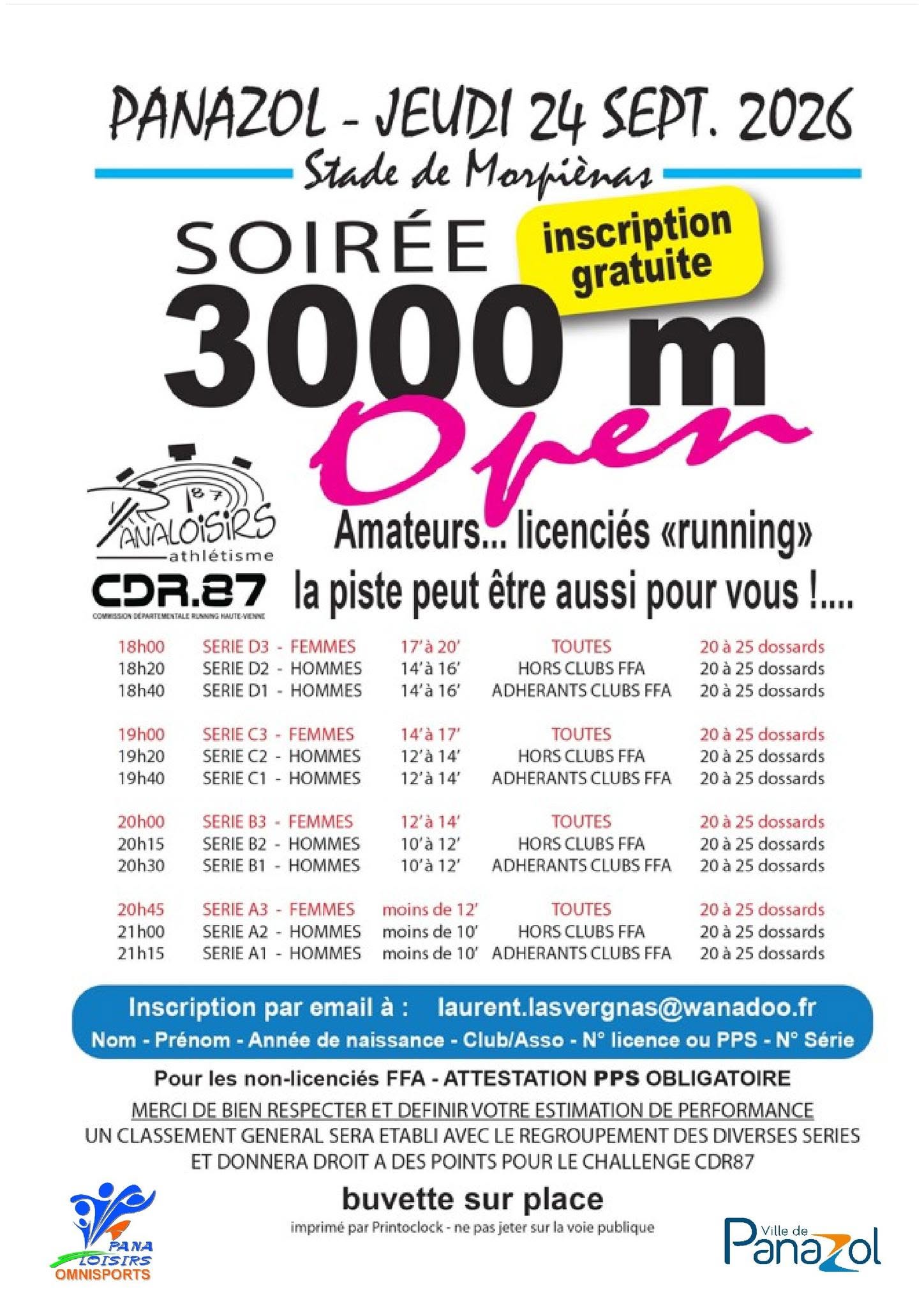 Soirée 3000m le 24/09